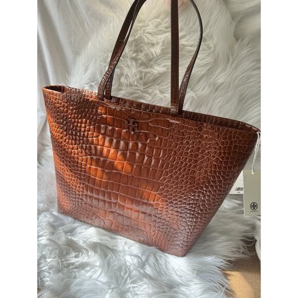 LIMITED TIME SALE - $720 Tory Burch Crocodile Thea Work Travel Laptop Tote - Picture 2 of 13